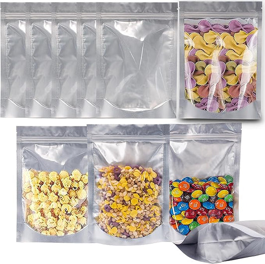 1/2 Pint Mylar Bags for Food Storage - 360 Pack, 5"x 7" With Window, Freeze Dried Candy, Reusable, Long Term Storage