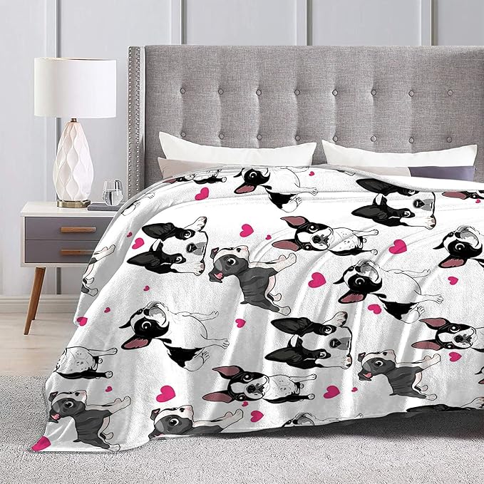 French Bulldog Cute Throw Blanket for Kids & Adults - Ultra Soft Cozy Fleece for Couch, Sofa, Bed - 50"x60"
