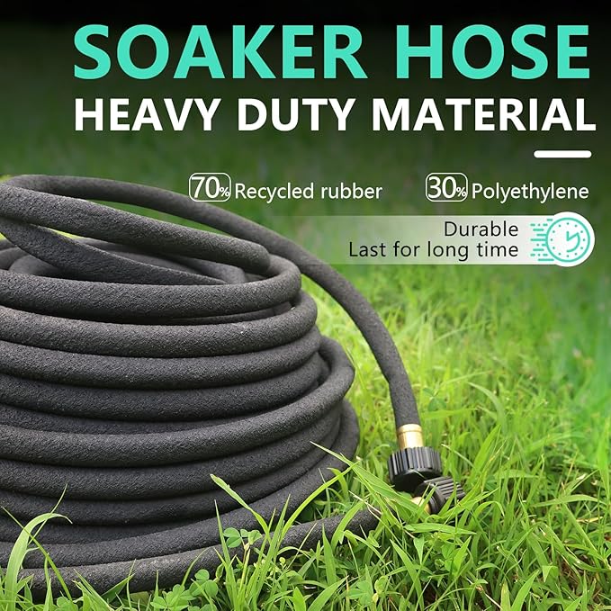 1/2'' Soaker Hose for Garden - 25 Ft Heavy Duty Garden Soaker Hose, Drip Irrigation System