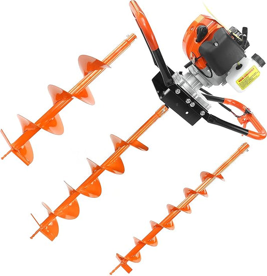 NEOTEC 52CC 2-Stroke Gas Powered Earth Auger Post Fence Hole Digger + 4" 6" 8" Auger Drill Bits, Petrol Drill Borer for Garden & Lawn, Digging