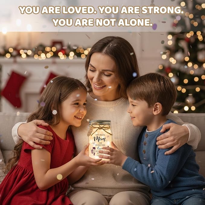 SOLMAY Mom Gifts – Mason Jar Night Light with Quotes – Sentimental Christmas, Birthday & Mother’s Day Gift from Daughter or Son – Inspirational Décor Jar with LED Fairy Lights