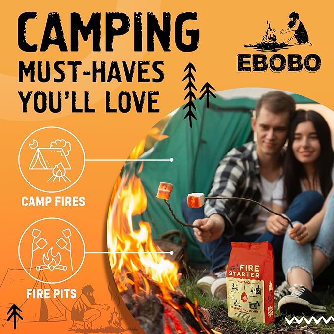 150 pcs Natural Fire Starters for Fireplace, Wood Stove, Charcoal Grill, BBQ, Fire Pit & Smoker – Wood Wool & Wax Rolls – Easy to Light, No Prep, No Mess