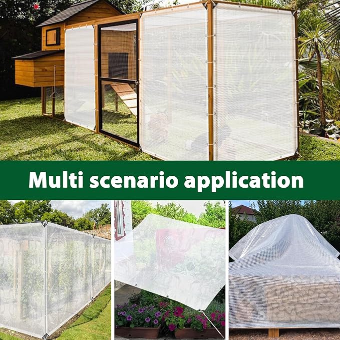 ANGAR 16 Mil Heavy Duty Clear Greenhouse Tarp, 8x10FT Waterproof Clear Tarps with Grommets, UV Resistant Greenhouse Replacement Poly Cover, for Gardening, Farming, Chicken Coops, Canopy,Outdoor