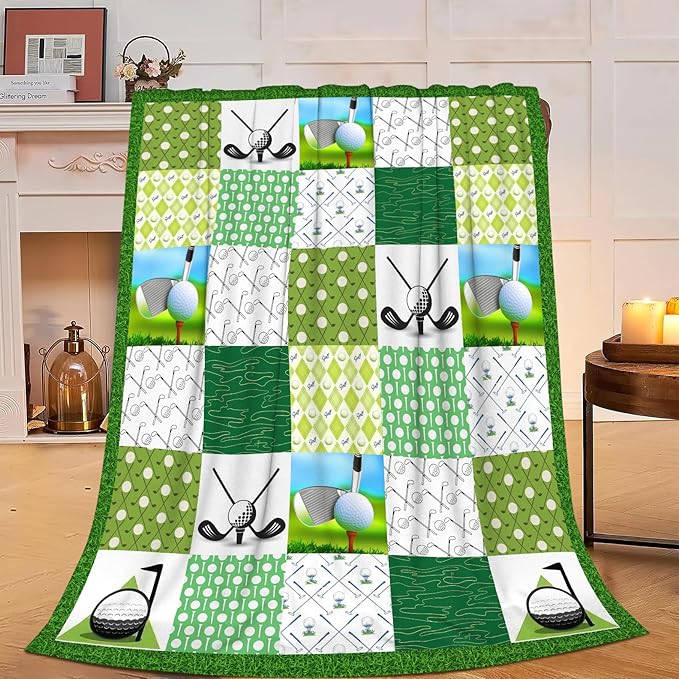 Golf Blanket Cozy Soft Golfing Throw Blanket Golf Gifts for Men Golfers Warm Plush Fluffy Stuff Lightweight Fleece Flannel Gifts Blankets for Women Kids Adults 80"X60"