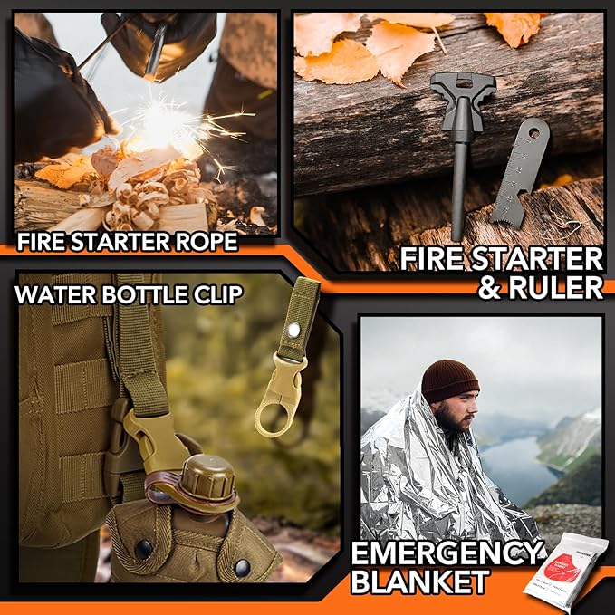 Dusor 19 in 1 Survival Kit Stocking Stuffers for Men, Mens Gift for Christmas 2025, Hunting Fishing Accessories Gifts, Camping Essentials Gifts for Men Who Have Everything, Survival Gear and Supplies