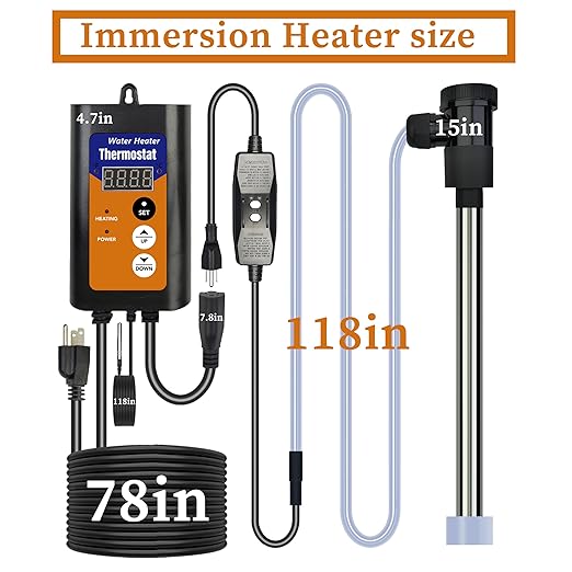1300W Titanium Fully Submersible, Portable Electric Pool and Hot Tub Immersion Water Heater with Temp Control, GFCI for spa tub, Pool, Bathtubs, Buckets, Baptistry & Above Ground Pool