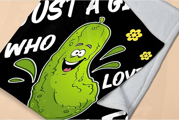 Just Girl Loves Pickles Blanket Soft Blankets and Throws Flannel Cozy Lightweight Quilt Gift Perfect for Bed Sofa Couch-60 x50 Medium for Teen