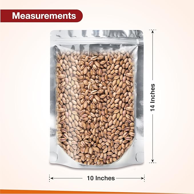 BELLE KR® 50 Pcs 1 Gallon Mylar Bags for food storage - 9.5 mil - Gusseted Mylar Bags 1 Gallon Resealable & Heat Sealable for Long Term Food Storage - Labels Included