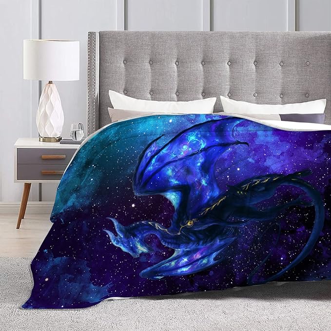 Tijuboni Dragon Blanket for Boys Men Dragon Space Throw Blanket for Kids Adults Ultra Soft Cozy Fleece Blanket for Couch Sofa Bed 50"x60"