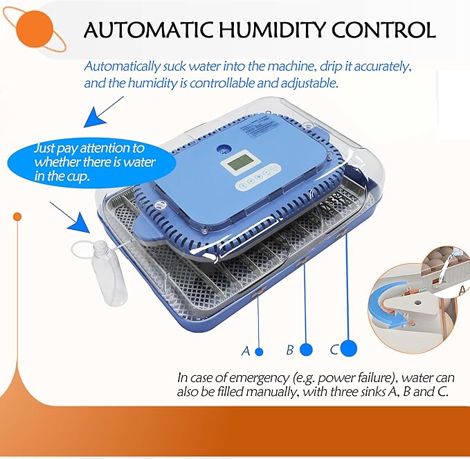 Automatic Incubator for 70 Hatching Eggs,with Automatic Egg Turning and Humidification,Temperature Control, Incubator for Hatching 70 Chicken or Duck Eggs and Other Bird Eggs