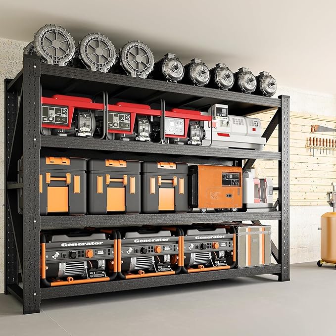 48" W Storage Shelves, 3000LBS Garage Shelving Heavy Duty Metal Adjustable Garage Shelves, Shelving Units Industrial Shelving for Warehouse, 48" W x 24" D x 69" H, Black