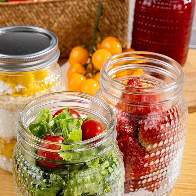 WELLIFE Mason Jars 32 oz, 4 Pack Quart Mason Jars Wide Mouth for Pickling, Canning, Fermenting and Food Storage, Microwave & Dishwasher Safe