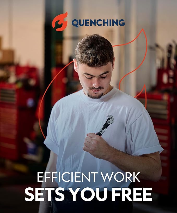 Self Adjusting Crowfoot Wrench, 7.5" Auto Jaw 5/16" to 11/16", 8 to 17 mm, Rust Resistant & Power Grip, Space-Saving Alternative to Wrench Sets for Car and Home Repairs