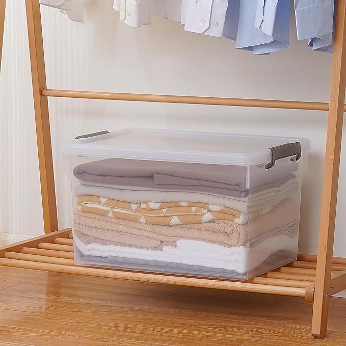 Citylife 48 Qt. Plastic Storage Bins with Lids Large Stackable Storage Containers for Organizing Clear Durable Storage Box, 4 Packs