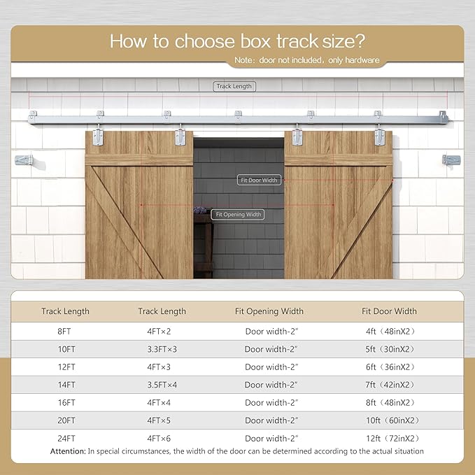 24FT Heavy Duty Galvanized Steel Exterior Sliding Barn Door Hardware Kit, 450 lbs Capacity,Kit for Outdoor,Fit MAX 2 X Door Width 144in
