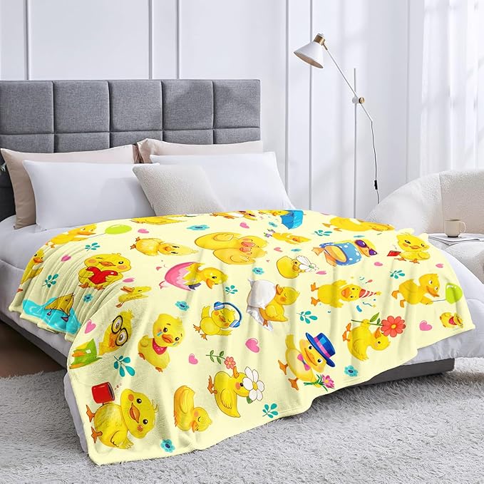 Duck Blanket Gifts for Duck Lover Soft Flannel Ducks Throw Blanket Gifts for Women Ducks Themed for Kids Adults 80"x60"