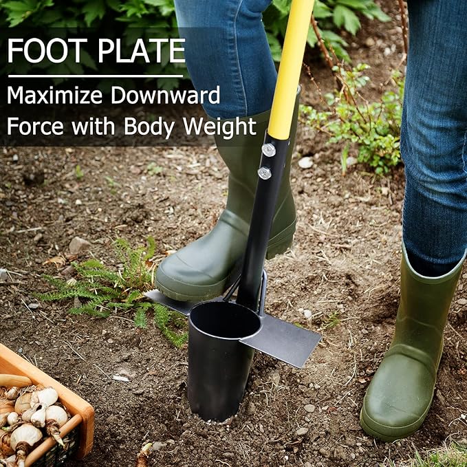 Jardineer 3PCS Bulb Planter Tools Set, Long Handle Bulb Planting Tool and Small Flowers Transplanter Tool for Tulips, Daffodils, Lily