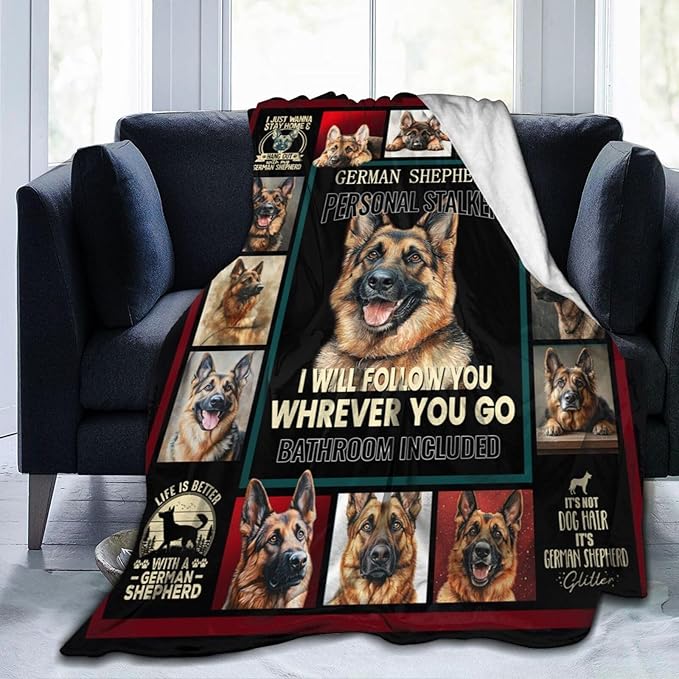 Dynova German Shepherd Blanket Cozy Plush Dog Lovers Gifts Throw Blankets Animal Fuzzy Flannel Fleece for Girls Boys Women Men 80"X60"