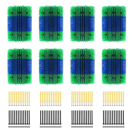 Extra Large Size Livestock Scratching Brush, Upgraded Horse/Goat/Cow/Cattle Scratcher Brush for Grooming, Itch Relief Horse Scratcher Brushes Kit with Two Sets of Mounting Screws(8-Pack,Green)