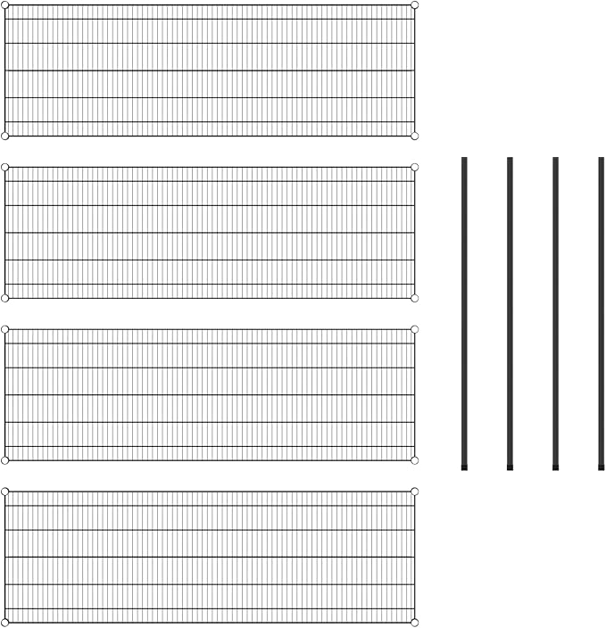 Commercial NSF Listed Black Epoxy Stationary Wire Shelving Kit 24" x 72" x 54", with 4 Shelves Perfect for Warehouse, Walk-in Refrigerator, Freezer, Grocery Store, Restaurant, Dishroom