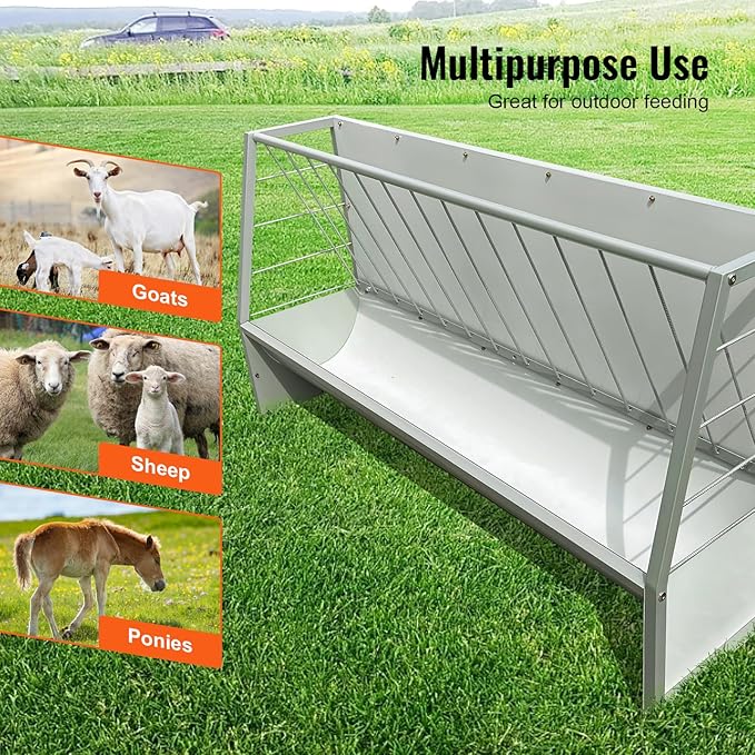 5 Ft Pasture Hay Feeder, Heavy Duty Galvanized Steel Livestock Hay Feeder, Outdoor Pasture Feeder for Sheep, Goats, Pony and Miniature Horses