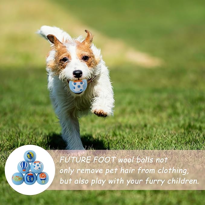 Wool Dryer Balls XL Size 6 Pack - Fun Dryer Balls with Ocean Pattern Cute Dryer Balls Laundry Reusable Anti Static Handmade New Zealand Wool Balls (Travel Pattern)