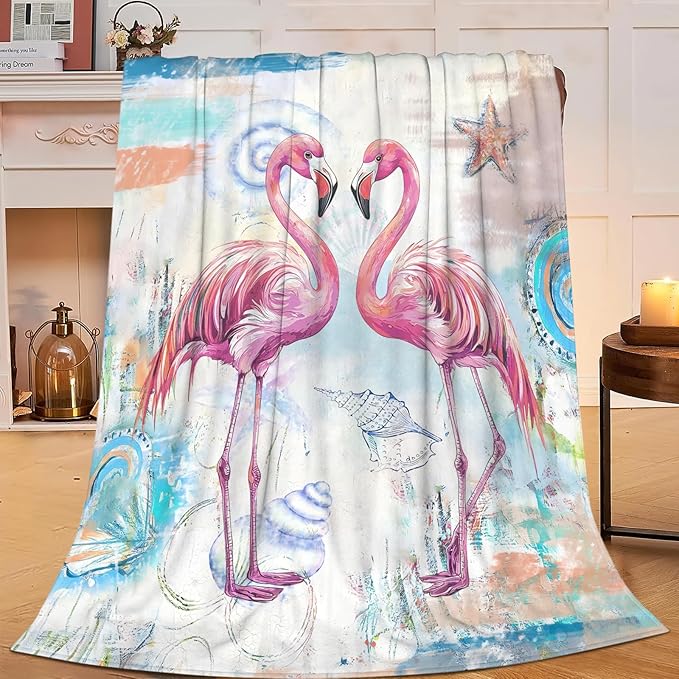 Flamingo Blanket Gifts for Girls Boys Beach Throw Cozy Plush Fleece Flannel Lightweight Fuzzy Party Blankets for Women Men 50"X40"
