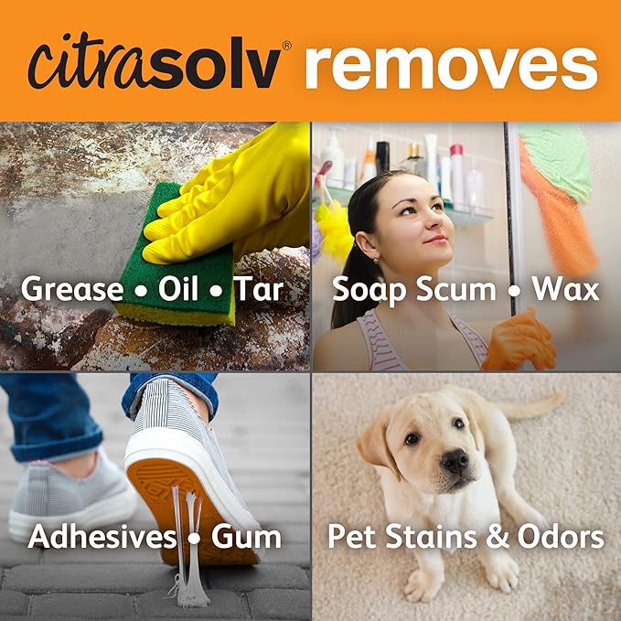 Citra Solv Concentrated Cleaner & Degreaser, Deodorizer, Home & Outdoor, Adhesive Remover, Natural Orange Oil 16 fl oz (6)