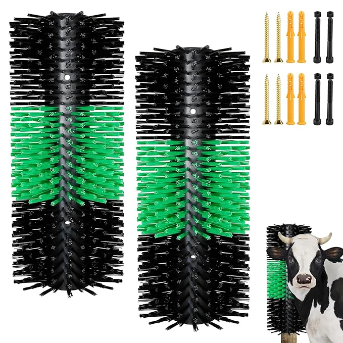 2PCS Livestock Scratching Brush Kit, Cattle and Horse Massage Grooming Brush, Itch Relief for Goat, Sheep and Pig