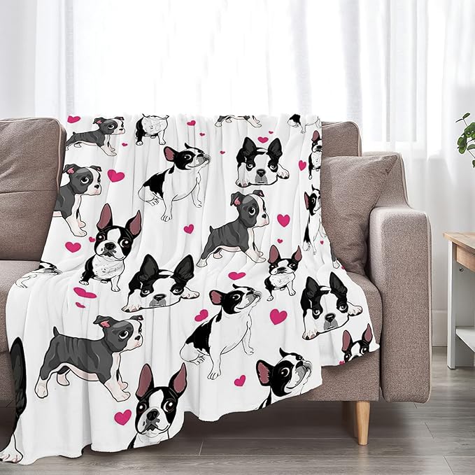 French Bulldog Cute Throw Blanket for Kids & Adults - Ultra Soft Cozy Fleece for Couch, Sofa, Bed - 50"x60"