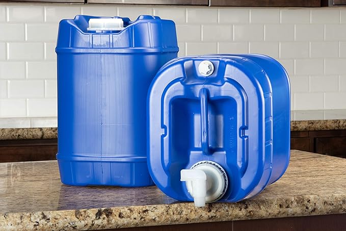 Legacy Premium Emergency Water Storage Containers 10 Gallon, Long Term 5 Gallon Water Tank - 2 Stackable Food Grade Tanks Included, for Camping, Prepping, Survival - 10 Gallon Total Capacity