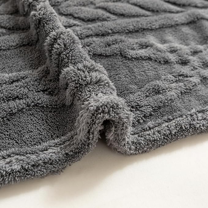 YUSOKI Sherpa Queen Size Blanket-3D Stylish Design Super Soft Fuzzy Cozy Warm Blanket Thick Plush Fluffy Furry Blankets for Teen Girls Women Couch Bed Sofa Chair Men Boys Gift(Grey,90"x90")