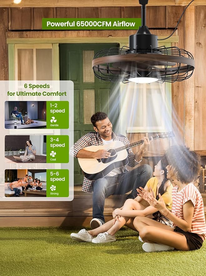 Outdoor Ceiling Fans with Light for Patios, 18 Inch Ceiling Fan Smart APP & Remote Control, 6 Speeds, 3 Color Temperatures, Gazebo Lights Outdoor Ceiling Fans for Patio Waterproof,Porch