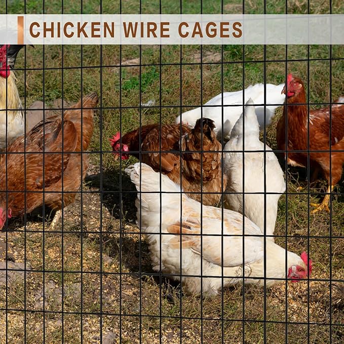 Tongmo 2 ft x 100 ft Black PVC Coated Welded Wire Fence, 16GA Garden Chicken Wire Fence Roll, Mesh Size 2" x 4" Hardware Cloth, Ideal for Yard Protection and Poultry Netting