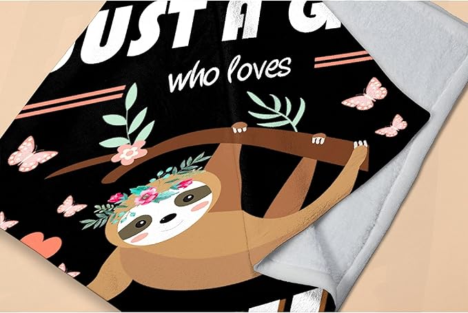 Just Girl Loves Sloths Blanket Soft Blankets and Throws Flannel Cozy Lightweight Quilt Gift Perfect for Bed Sofa Couch-120 x90 Extra Large for Family