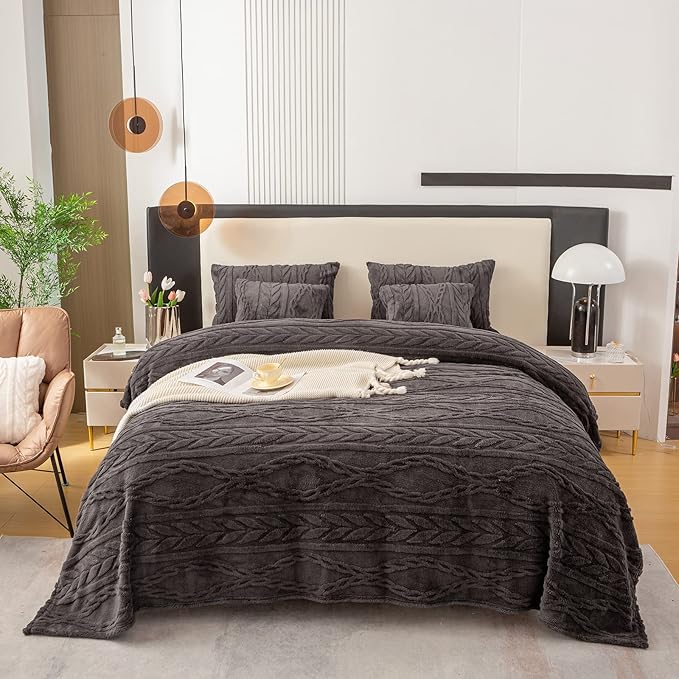 YUSOKI Sherpa Twin XL Blanket-3D Stylish Design Super Soft Fuzzy Cozy Warm Blanket Thick Plush Fluffy Furry Blankets for Teen Girls Women Couch Bed Sofa Chair Men Boys Gift(Morel,65"x90")