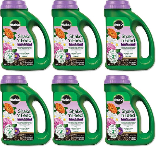 Miracle-Gro Shake 'N Feed Rose & Bloom Plant Food, Plant Fertilizer, 4.5 lbs. (6-Pack)