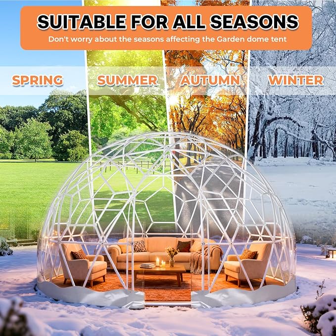 9.7 x 5.7 FT Garden Dome Tent, Outdoor TPU Greenhouse for 2-4 Person, Greenhouse Garden Tent with Window, Waterproof Clear Dome Tent Suitable for Camping, Party, Wedding, Christmas