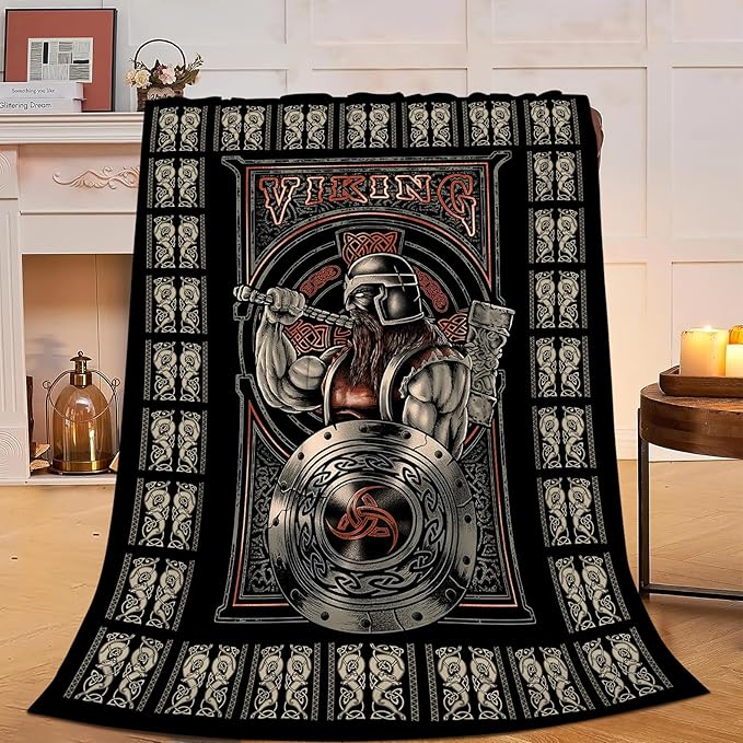Viking Blanket Viking Decor Throw Blanket Super Warm Soft Plush Lightweight Fleece Flannel Warrior Gifts for Men Boys Girls Women Kids for Winter Bed Couch Bed 40"X50"