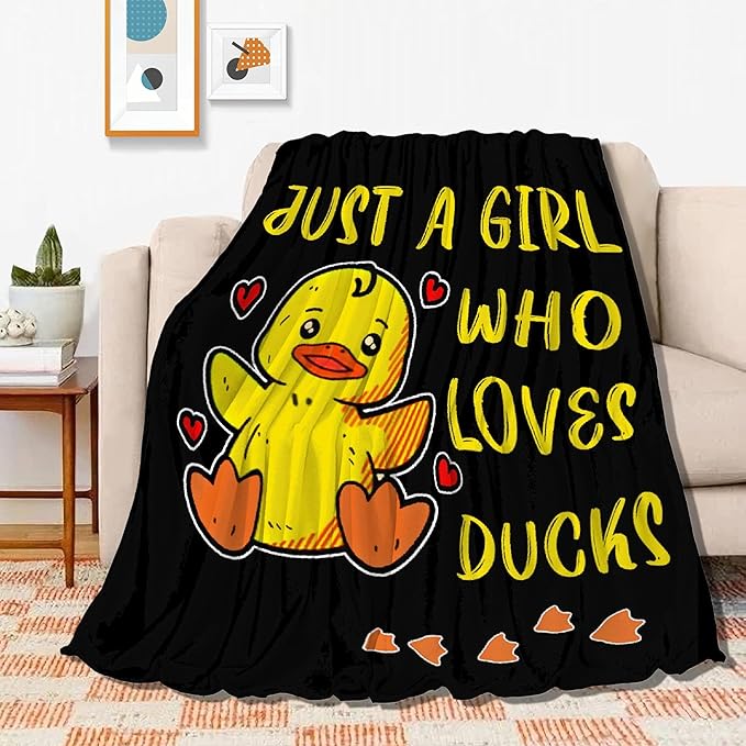 Just Girl Loves Ducks Blanket Soft Blankets and Throws Flannel Cozy Lightweight Quilt Gift Perfect for Bed Sofa Couch-60 x50 Medium for Teen