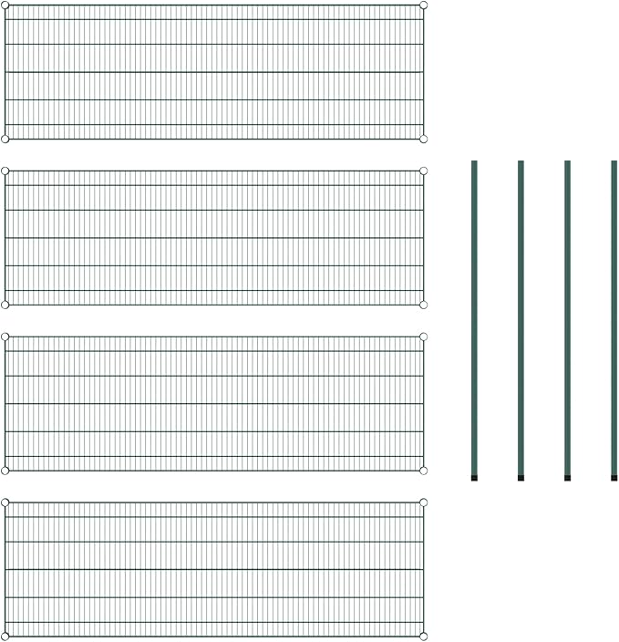 Commercial NSF Listed Green Epoxy Stationary Wire Shelving Kit 24" x 72" x 54", with 4 Shelves Perfect for Warehouse, Walk-in Refrigerator, Freezer, Grocery Store, Restaurant, Dishroom