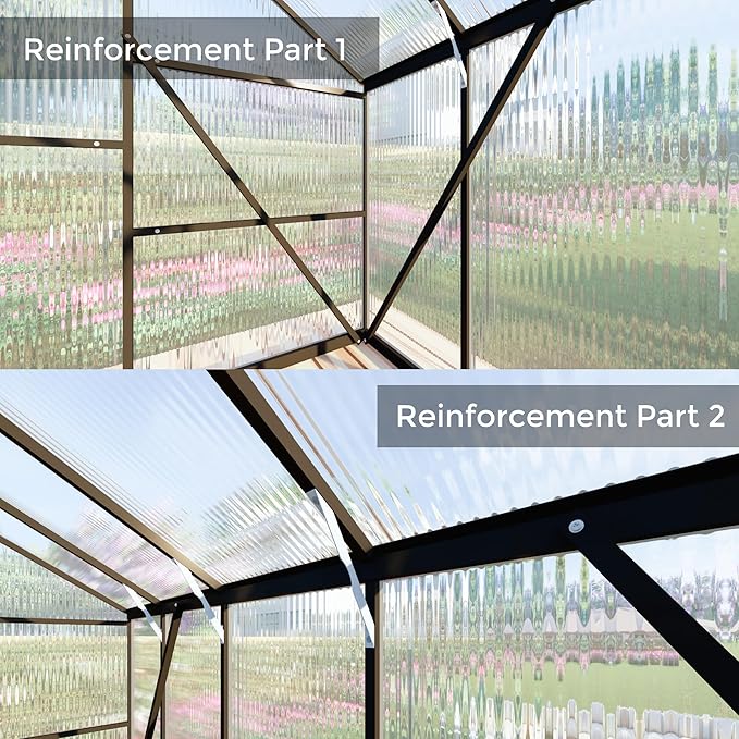 8x10 FT Greenhouses for Outdoors, Polycarbonate Greenhouse with PC Panels, Greenhouses for Outdoors for Yard, Garden, Hobby, Dark Grey