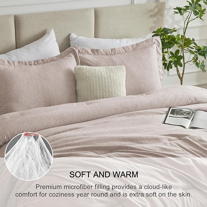 CozyLux Twin/Twin XL Comforter Set Dorm Bedding - 2 Pieces Warm Taupe Twin Extra Long Soft Luxury Cationic Dyeing Comforter for College, Breathable Boho Bed Sets with 1 Comforter and 1 Pillow Sham