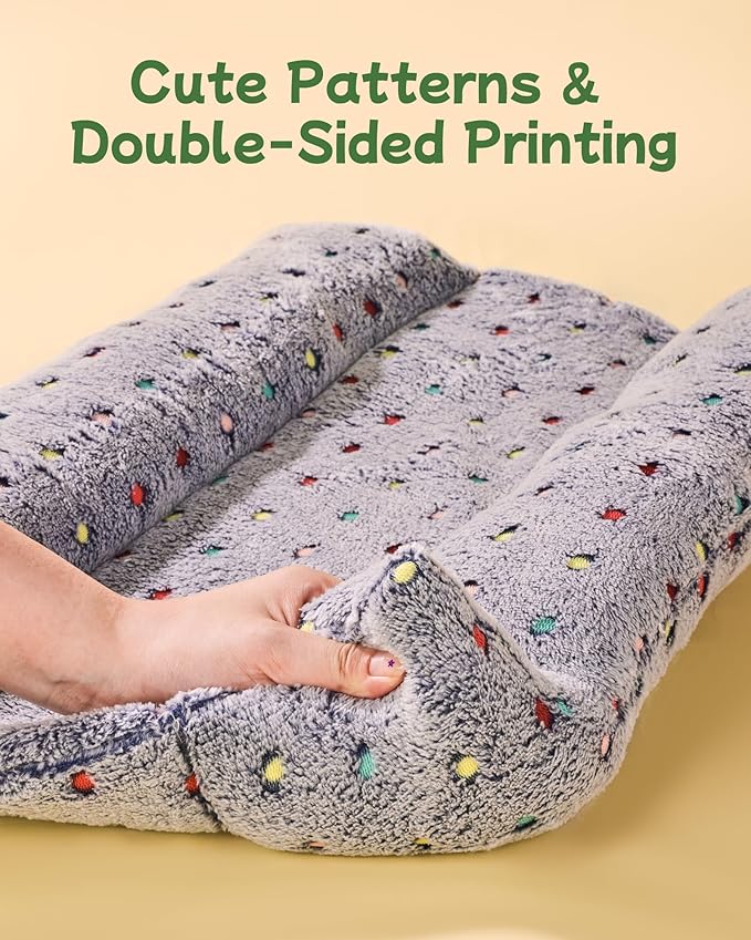 16 x 14 in Bunny Bolster Bed for Rabbits Cats Dogs and Other Small Pets, Reversible Fleece Flop Bedding with Padded Sides