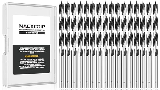 6MM Metric Brad Point Wood Drill Bit Set, 16Pcs Drill Bit Set with Double Flutes Design for Carpenter Woodworking and All Types of Wood