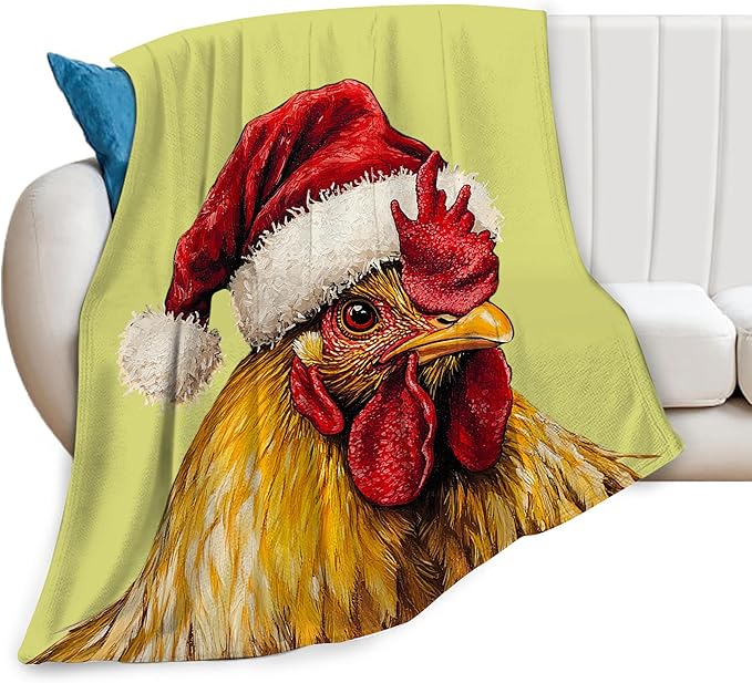 Christmas Rooster Blanket Soft Cozy Chicken Plush Throw Blanket Warm Flannel Fleece Bedding Stuff Animal Decor Blanket Gifts for Rooster Lover Girls Boys Kids Adults Women Bed Travel 40"x50"