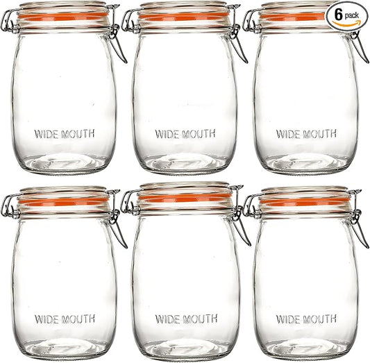 32 oz Wide Mouth Mason Jars with Airtight Lids – Large Glass Canning Jars for Pickling,Flour, Sugar, Pasta, Oats & Cereal Storage
