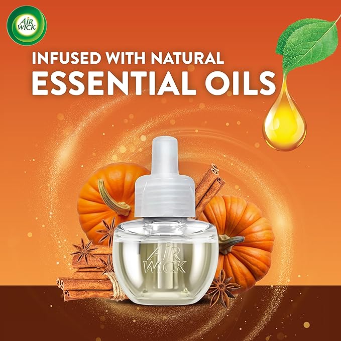 Air Wick Plug In Scented Oil Refill,Fall Scent, Fall Décor, Pumpkin Spice, 5 ct
