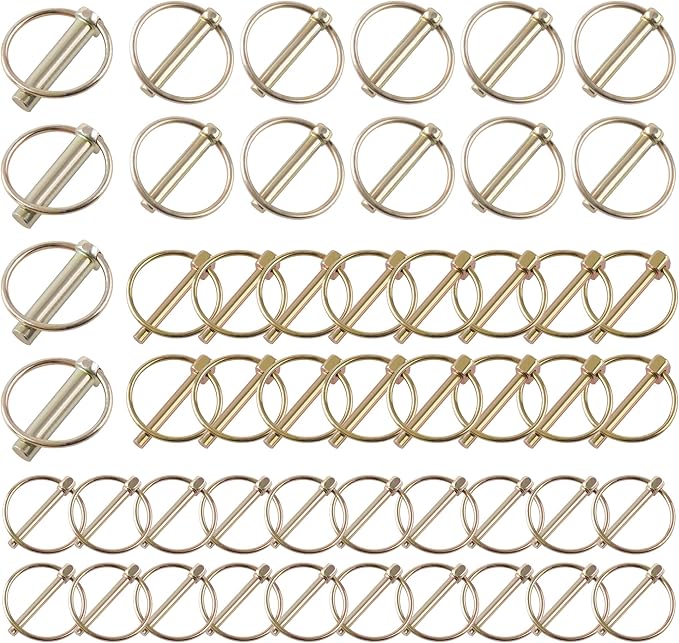50 PCS Heavy Duty Lynch Pin Assortment Kit Trailer Pins 3 Point Hitch Pins for Tractor, Trailers,Trucks Mowers