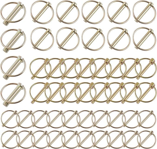 50 PCS Heavy Duty Lynch Pin Assortment Kit Trailer Pins 3 Point Hitch Pins for Tractor, Trailers,Trucks Mowers